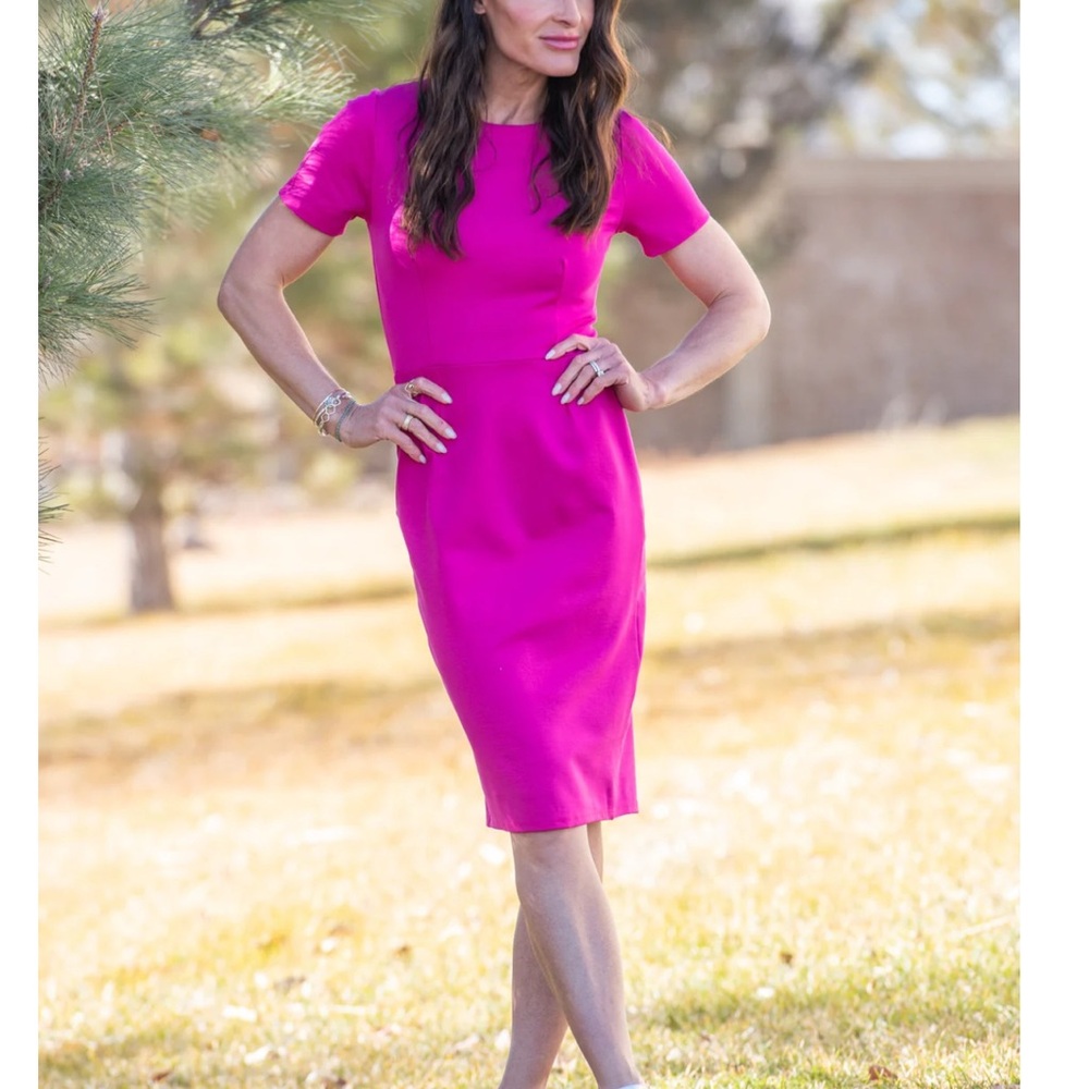 Bridgette Brianna Sexy Modest Little Black Dress in pink size M